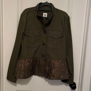 Gap Military Style Jacket with Ruffle Bottom Beautiful Jacket Size Large